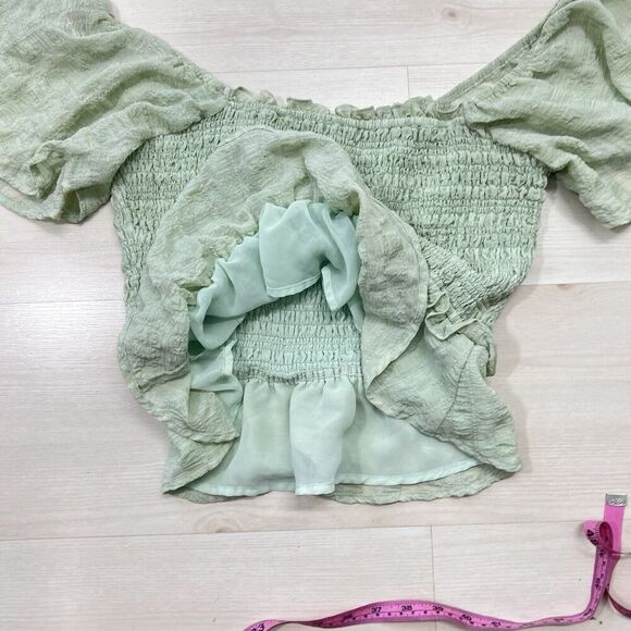 ASTR The Label Love Song Smock Blouse Women Large Mint Green Square Neck Lined - Picture 9 of 11